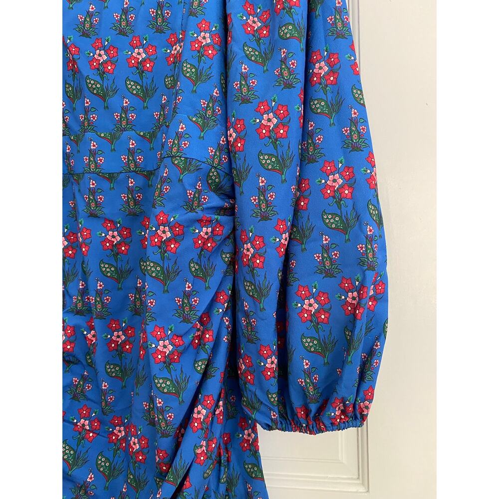 RHODE Tuckernuck Mina Draped Ruched Floral-Print Recycled Crepe Mini Dress S - Picture 9 of 13